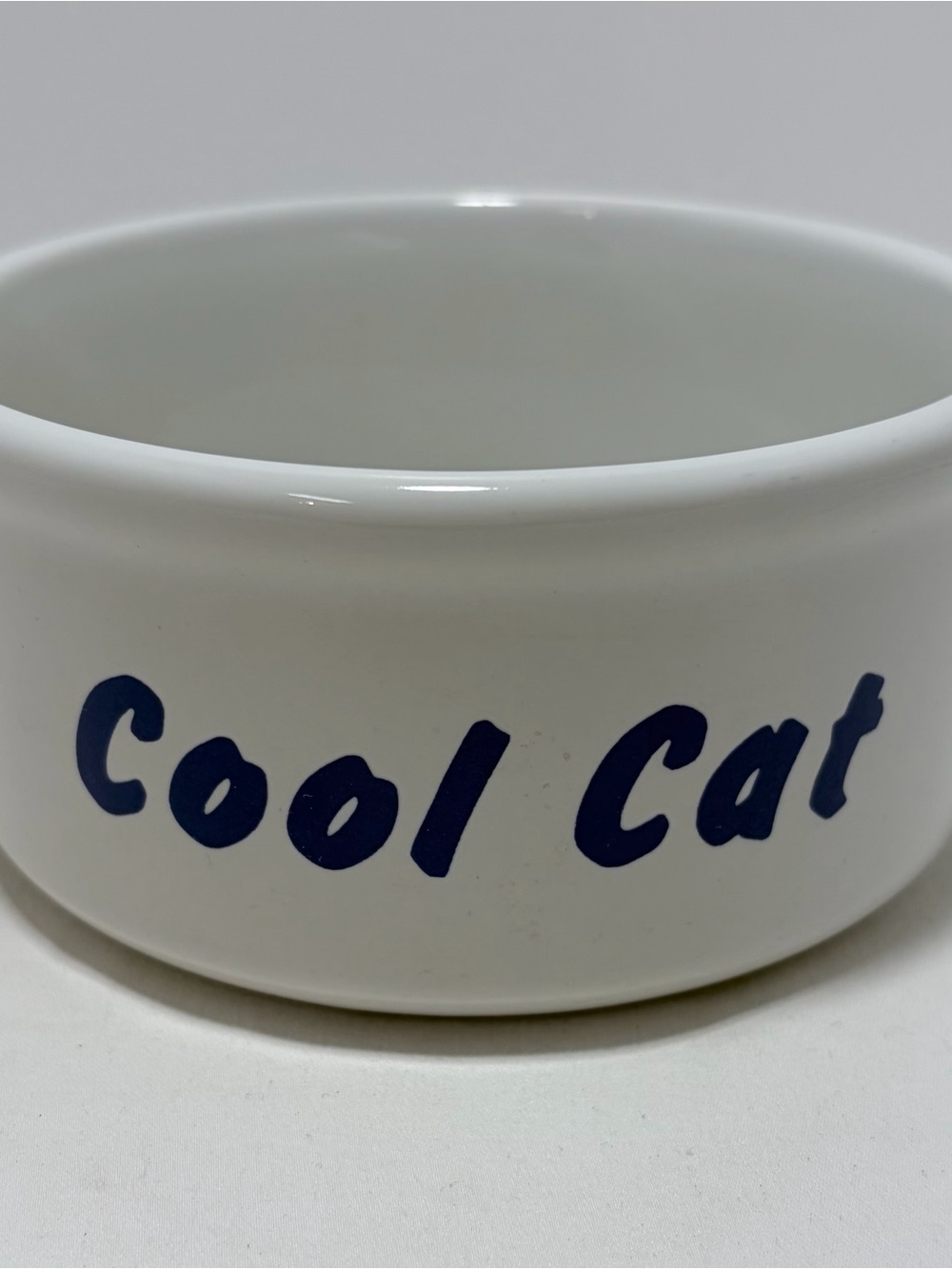 White Ceramic Cat Bowl “Cool Cat” NEW